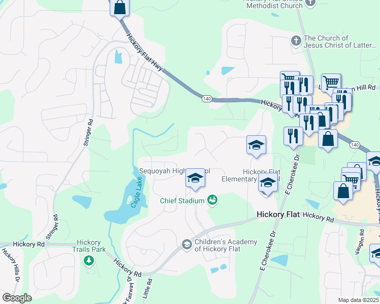 map of restaurants, bars, coffee shops, grocery stores, and more near 2620 Zachary Court in Canton