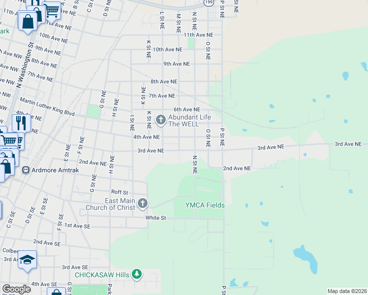 map of restaurants, bars, coffee shops, grocery stores, and more near 1205 3rd Avenue Northeast in Ardmore