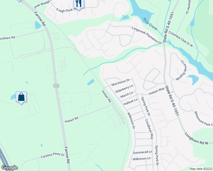 map of restaurants, bars, coffee shops, grocery stores, and more near 2259 Wilkinson Drive in Columbia