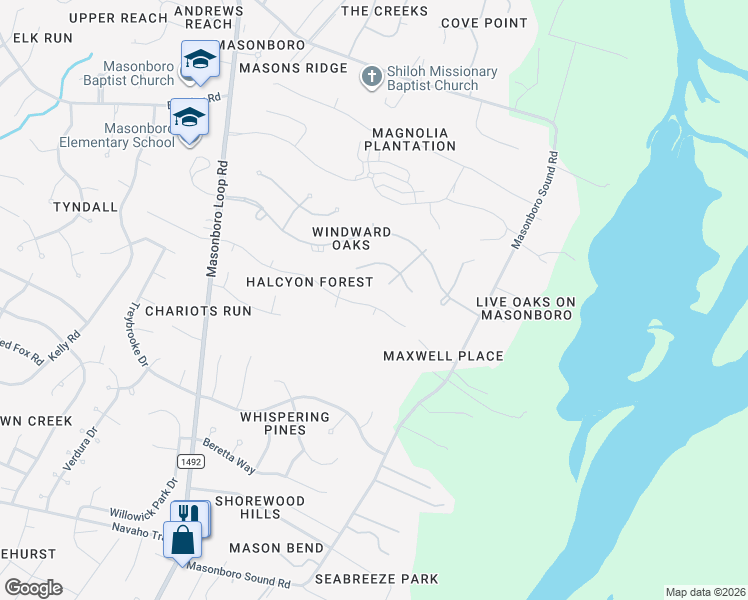 map of restaurants, bars, coffee shops, grocery stores, and more near 5509 Dunsmore Road in Wilmington