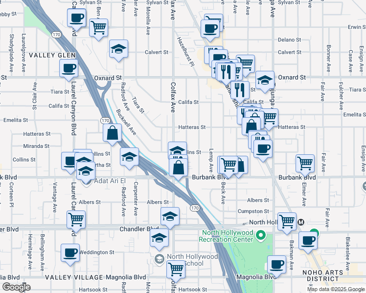 map of restaurants, bars, coffee shops, grocery stores, and more near 5715 Troost Avenue in Los Angeles
