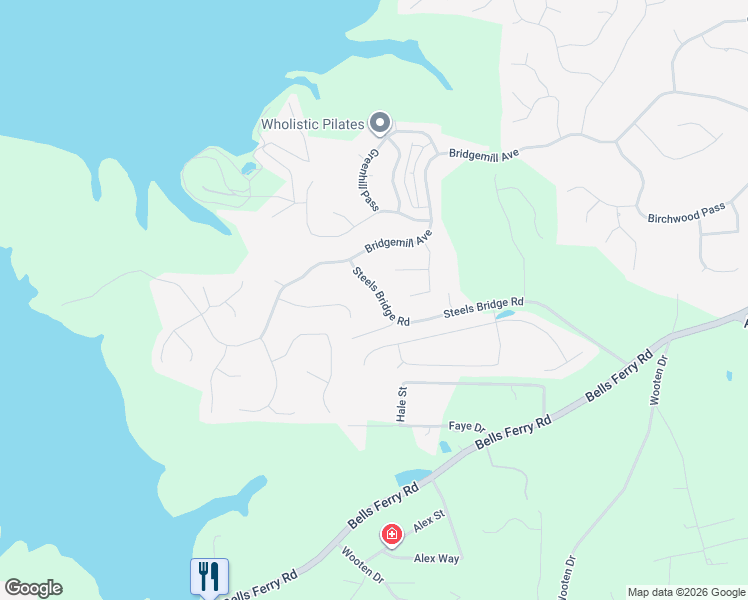 map of restaurants, bars, coffee shops, grocery stores, and more near 643 Steels Bridge Road in Canton
