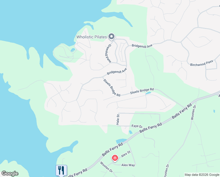 map of restaurants, bars, coffee shops, grocery stores, and more near 643 Steels Bridge Road in Canton
