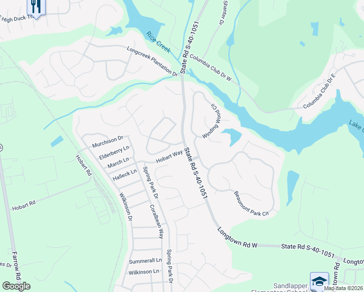 map of restaurants, bars, coffee shops, grocery stores, and more near 101 Deer Creek Drive in Blythewood