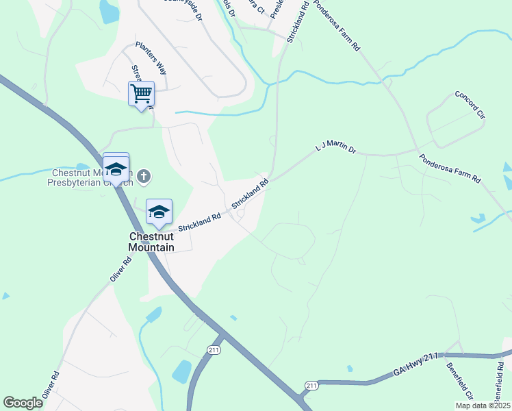 map of restaurants, bars, coffee shops, grocery stores, and more near 5306 Weeping Creek Trail in Flowery Branch