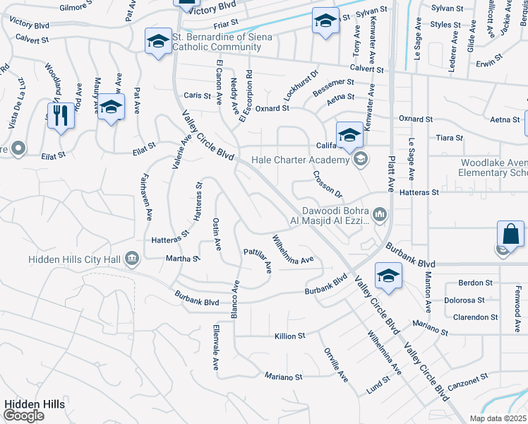 map of restaurants, bars, coffee shops, grocery stores, and more near 5714 El Canon Avenue in Los Angeles