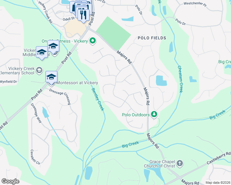map of restaurants, bars, coffee shops, grocery stores, and more near 6635 Buckingham Cir in Cumming