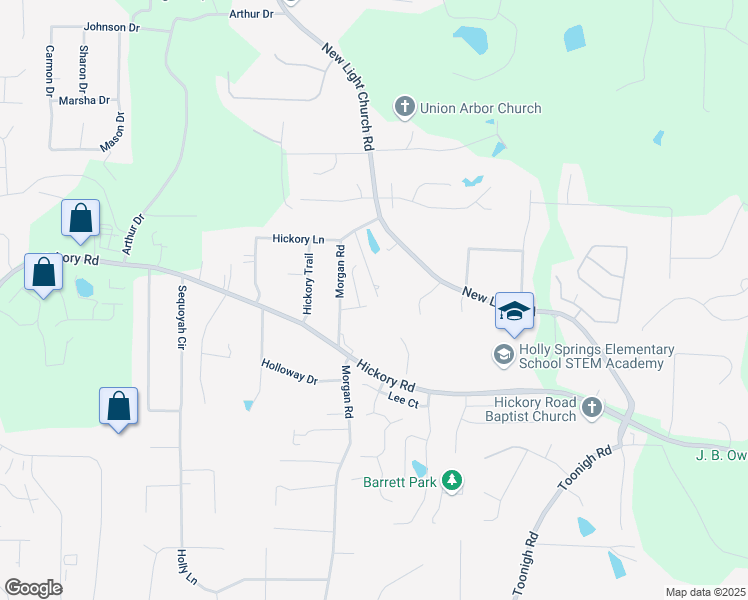 map of restaurants, bars, coffee shops, grocery stores, and more near 109 Riley Way in Canton