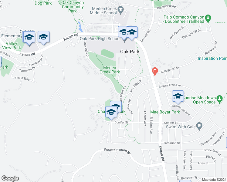map of restaurants, bars, coffee shops, grocery stores, and more near 224 Via Del Caballo in Oak Park