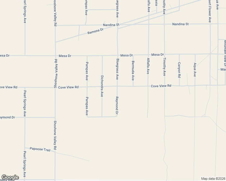 map of restaurants, bars, coffee shops, grocery stores, and more near 4332 Bluegrass Avenue in Twentynine Palms