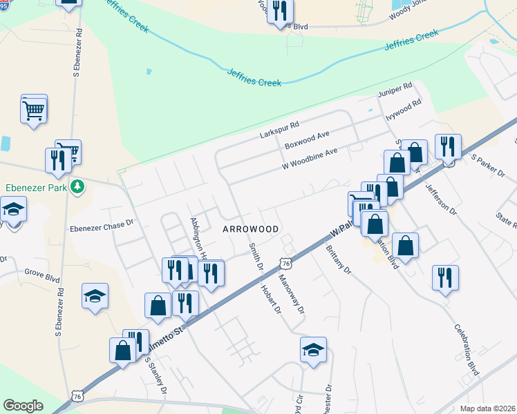 map of restaurants, bars, coffee shops, grocery stores, and more near 824 Smith Drive in Florence