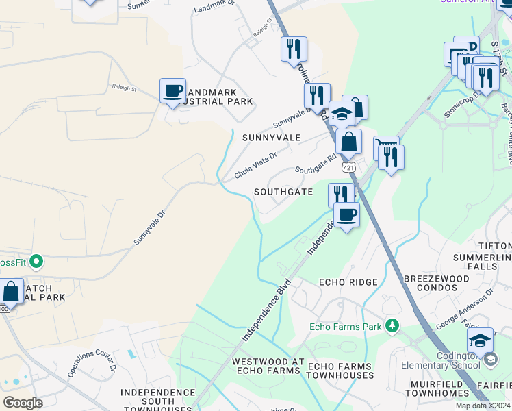 map of restaurants, bars, coffee shops, grocery stores, and more near 462 Hollins Road in Wilmington