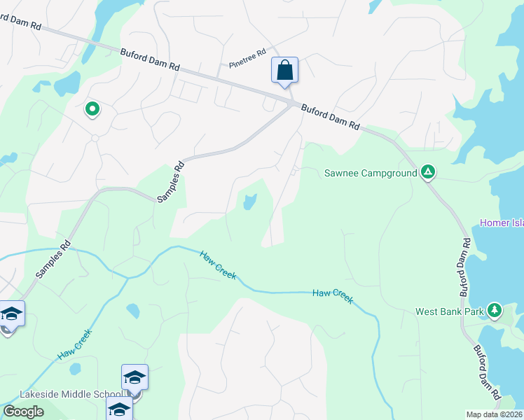 map of restaurants, bars, coffee shops, grocery stores, and more near 2850 Roanoke Road in Cumming