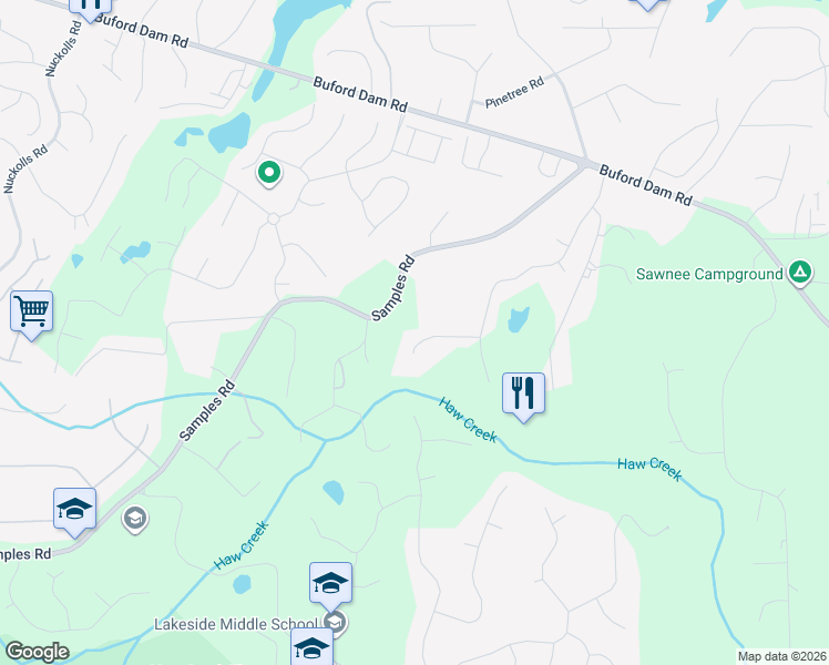 map of restaurants, bars, coffee shops, grocery stores, and more near 2955 Hearthstone Drive in Cumming