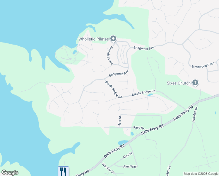 map of restaurants, bars, coffee shops, grocery stores, and more near 643 Steels Bridge Road in Canton