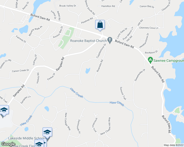 map of restaurants, bars, coffee shops, grocery stores, and more near 2850 Roanoke Road in Cumming
