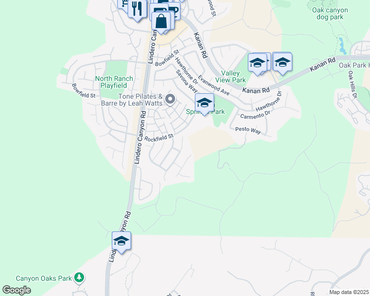 map of restaurants, bars, coffee shops, grocery stores, and more near 310 Saint Thomas Drive in Oak Park