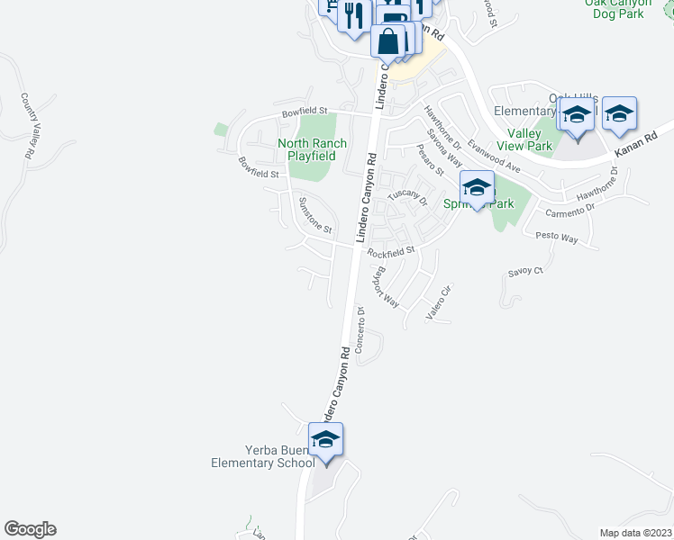 map of restaurants, bars, coffee shops, grocery stores, and more near 754 Cedar Point Place in Westlake Village