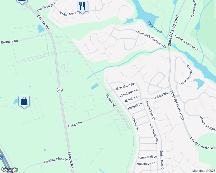 map of restaurants, bars, coffee shops, grocery stores, and more near 2259 Wilkinson Drive in Columbia
