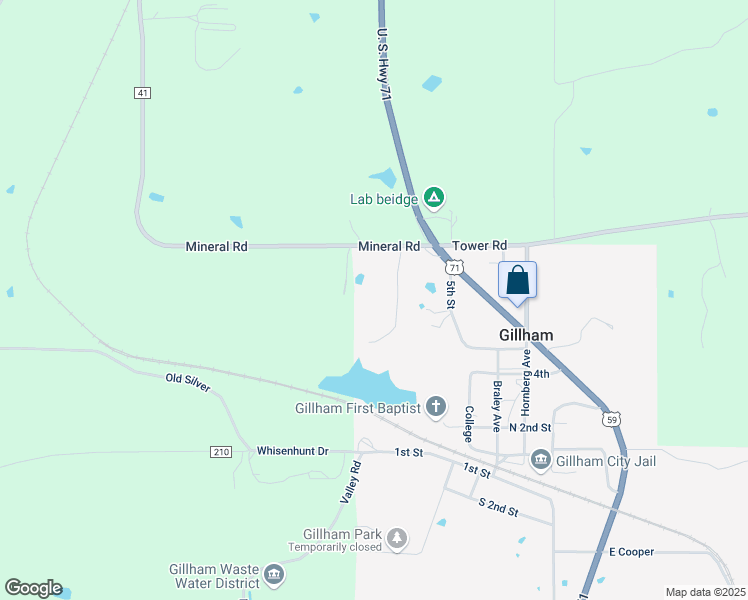 map of restaurants, bars, coffee shops, grocery stores, and more near 132 Stancil Lane in Gillham