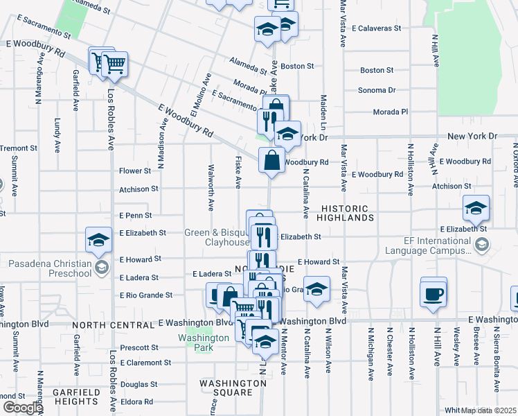 map of restaurants, bars, coffee shops, grocery stores, and more near 1659 North Lake Avenue in Pasadena