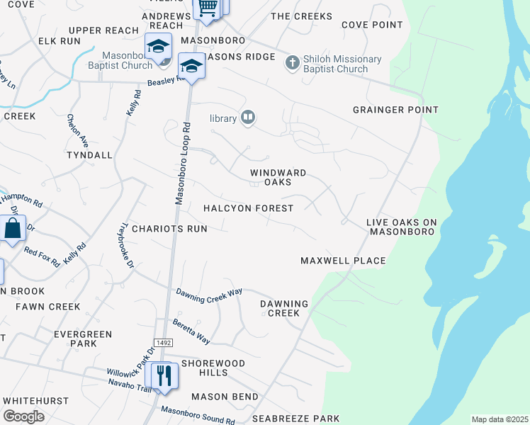 map of restaurants, bars, coffee shops, grocery stores, and more near 5422 Dunmore Road in Wilmington