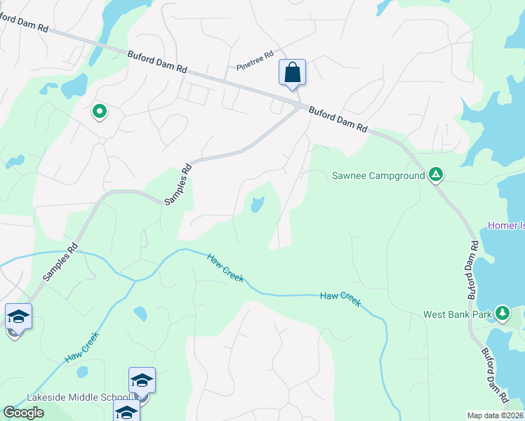 map of restaurants, bars, coffee shops, grocery stores, and more near 2872 Roanoke Road in Cumming