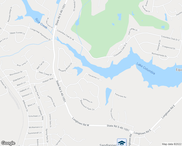 map of restaurants, bars, coffee shops, grocery stores, and more near 613 Flycatcher Lane in Blythewood