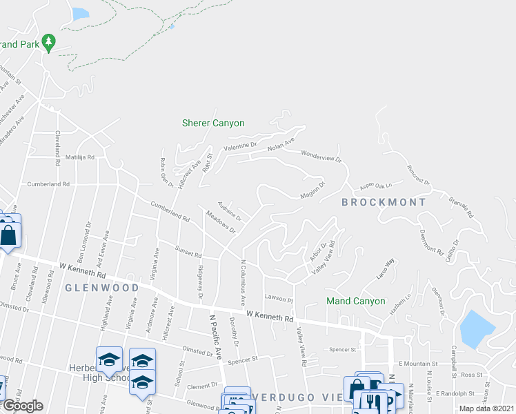 map of restaurants, bars, coffee shops, grocery stores, and more near 1731 North Pacific Avenue in Glendale