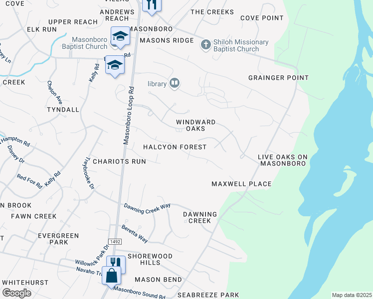 map of restaurants, bars, coffee shops, grocery stores, and more near 5422 Dunmore Road in Wilmington