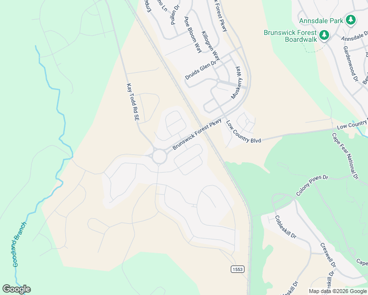 map of restaurants, bars, coffee shops, grocery stores, and more near 5856 Park West Circle in Leland