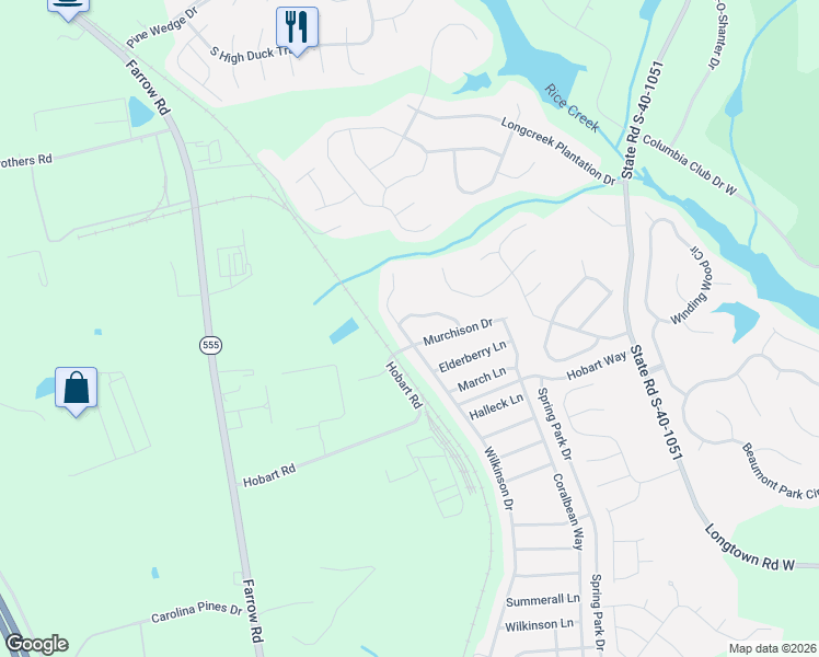 map of restaurants, bars, coffee shops, grocery stores, and more near 2259 Wilkinson Drive in Columbia