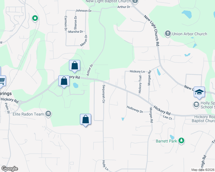map of restaurants, bars, coffee shops, grocery stores, and more near 1152 Hickory Road in Canton