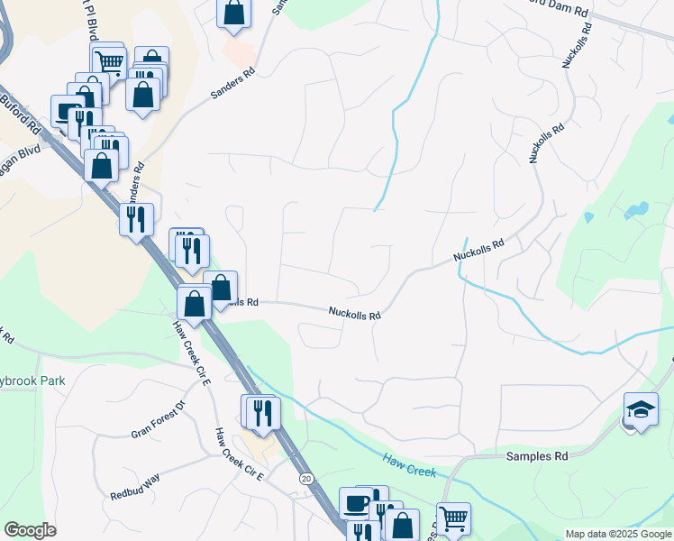 map of restaurants, bars, coffee shops, grocery stores, and more near 2810 Burgundy Drive in Cumming