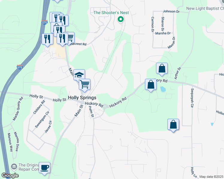 map of restaurants, bars, coffee shops, grocery stores, and more near 411 Hickory Road in Canton