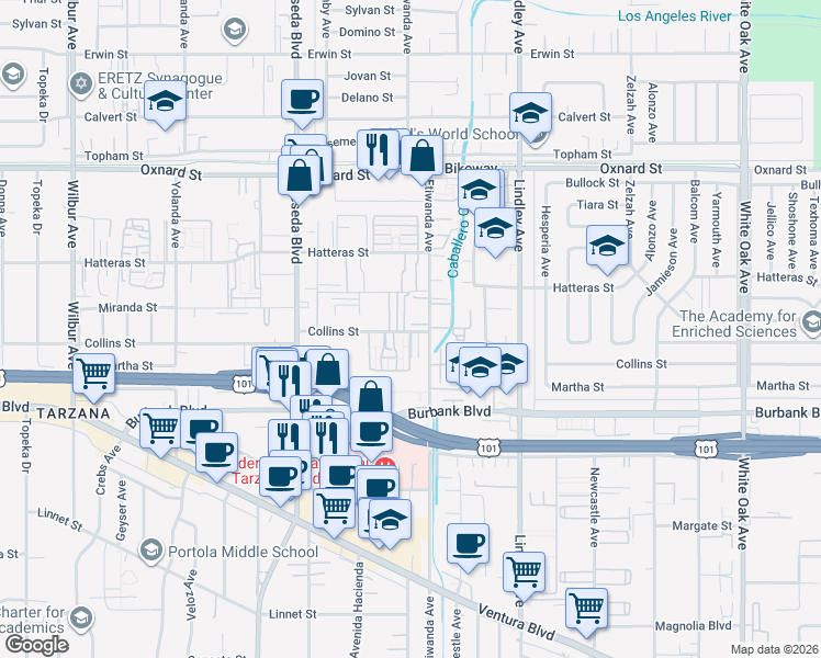 map of restaurants, bars, coffee shops, grocery stores, and more near in 