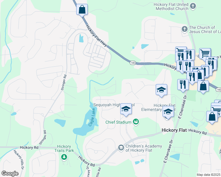 map of restaurants, bars, coffee shops, grocery stores, and more near 2620 Zachary Court in Canton