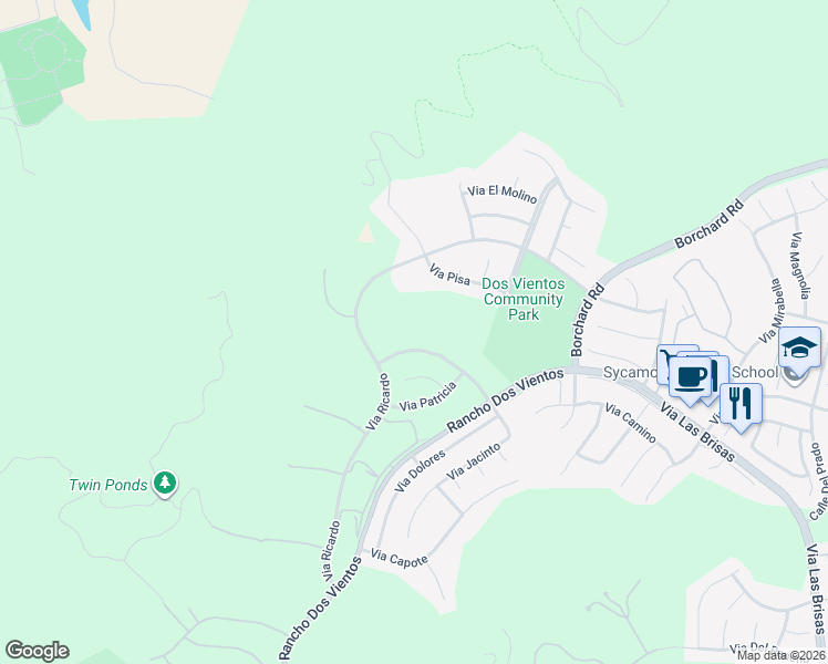 map of restaurants, bars, coffee shops, grocery stores, and more near 5309 Via Rincon in Thousand Oaks