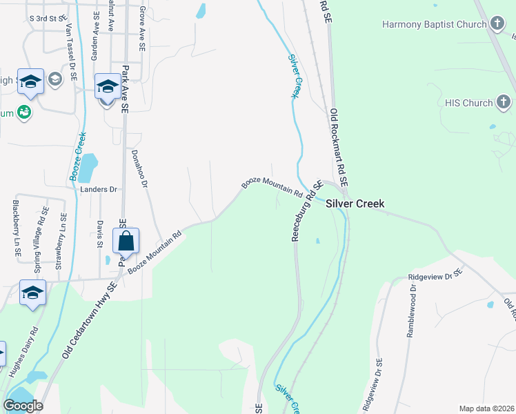 map of restaurants, bars, coffee shops, grocery stores, and more near 1572 Booze Mountain Road in Silver Creek
