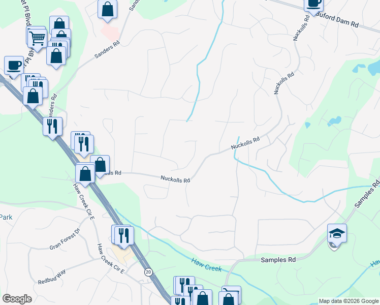 map of restaurants, bars, coffee shops, grocery stores, and more near 2975 Chardonnay Lane in Cumming