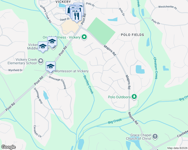 map of restaurants, bars, coffee shops, grocery stores, and more near 6675 Nature View Place in Cumming