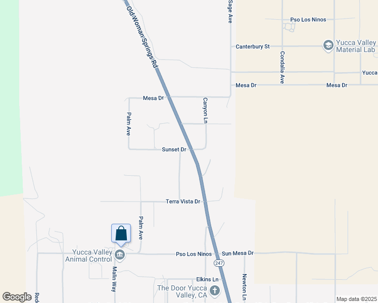 map of restaurants, bars, coffee shops, grocery stores, and more near 4320 Old Woman Springs Road in Yucca Valley