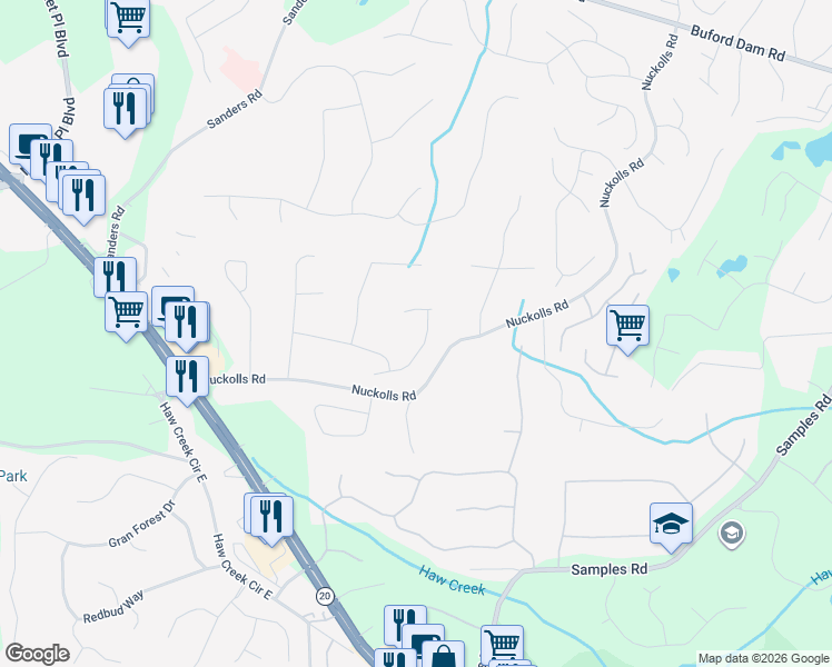 map of restaurants, bars, coffee shops, grocery stores, and more near 2975 Chardonnay Lane in Cumming