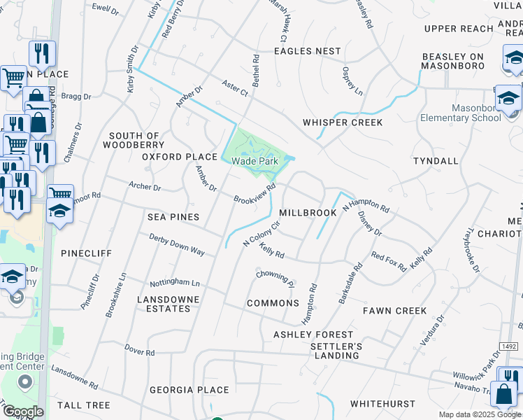 map of restaurants, bars, coffee shops, grocery stores, and more near 215 Spargo Place in Wilmington