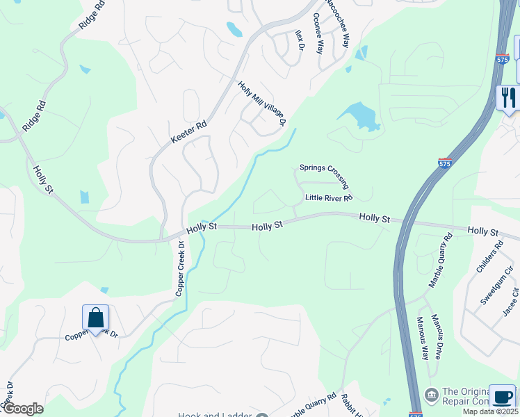 map of restaurants, bars, coffee shops, grocery stores, and more near 214 Springs Crossing in Canton