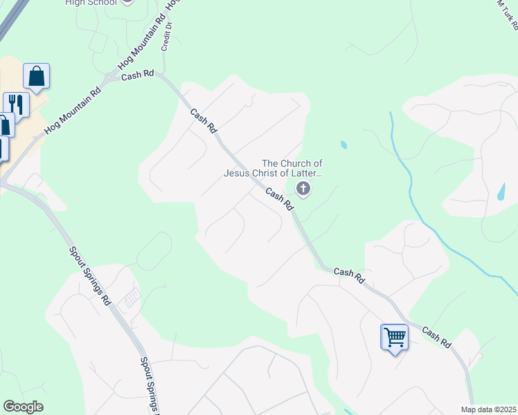 map of restaurants, bars, coffee shops, grocery stores, and more near 4810 Canberra Way in Flowery Branch