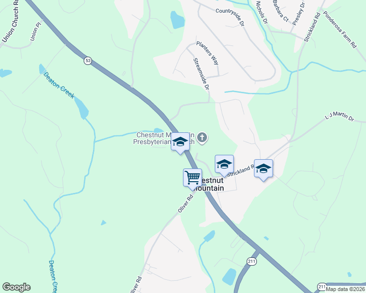 map of restaurants, bars, coffee shops, grocery stores, and more near 4669 Winder Highway in Flowery Branch
