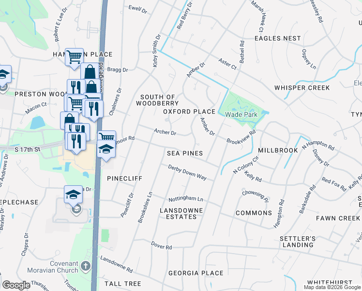 map of restaurants, bars, coffee shops, grocery stores, and more near 4712 Archer Dr in Wilmington