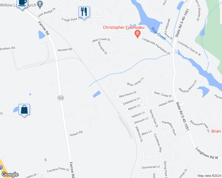 map of restaurants, bars, coffee shops, grocery stores, and more near 2282 Wilkinson Drive in Columbia