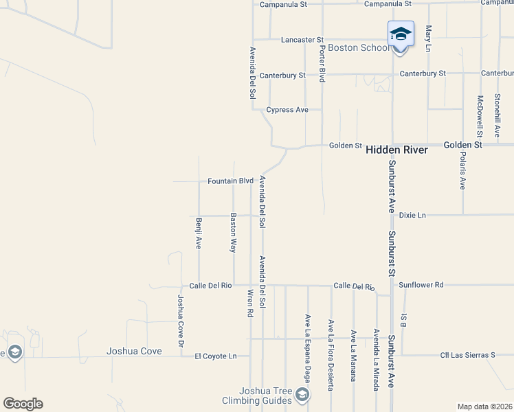 map of restaurants, bars, coffee shops, grocery stores, and more near 61659 Fountain Boulevard in Joshua Tree